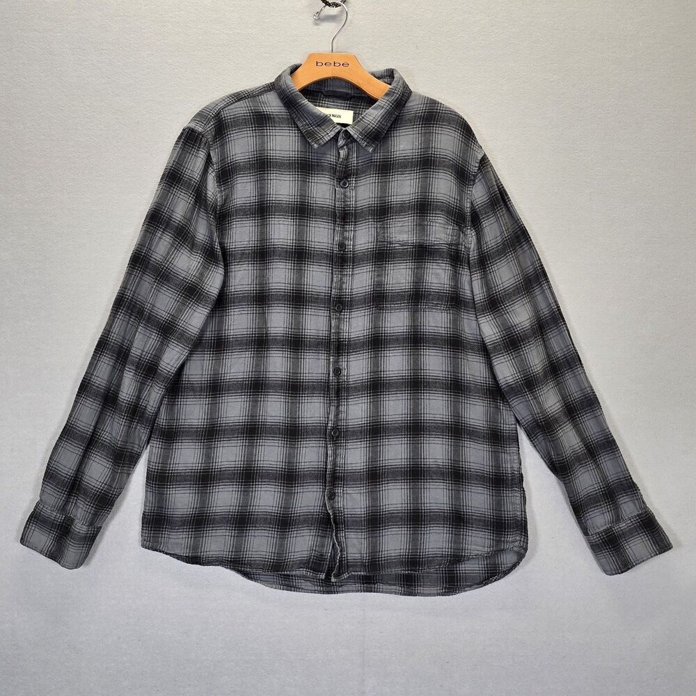 Buck Mason Long Sleeve Button Down Shirt Mens Flannel Plaid Causal Size Large